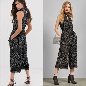 NWT TED BAKER 70s Floral Halter Ruffle Neck Sleeveless Crop Wide‎ Leg Jumpsuit 2
